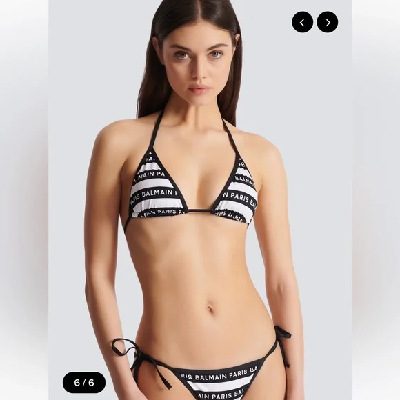 BALMAIN***Black + White Logo Striped String Bikini Set**XS, Sm., Large***$570 - Picture 1 of 13